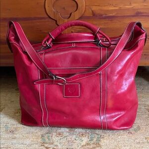 Elegant Red Leather Tote Bag
